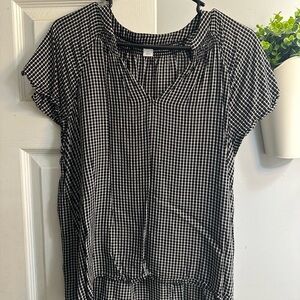 Old Navy Black and White Checkered Blouse